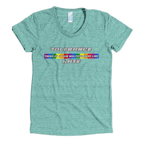 Thin Multicolored line - Short Sleeve Ladies T-Shirt